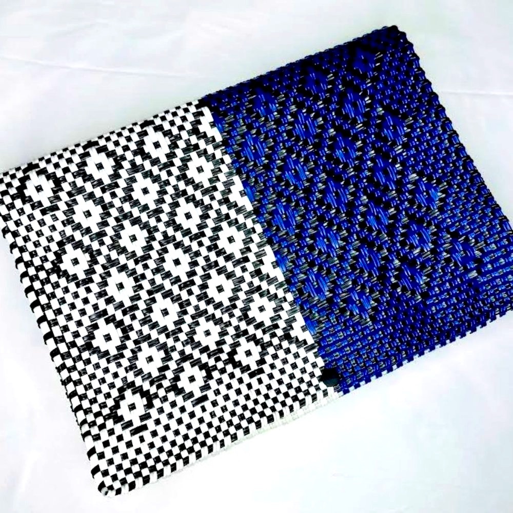 TRUSS Folio Large Clutch. Blue/White/Black. Brand new!